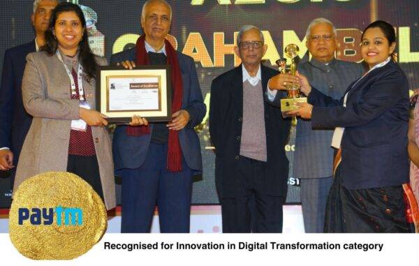 Paytm receiving the Innovation in Digital Transformation award at the Aegis Graham Bell Awards