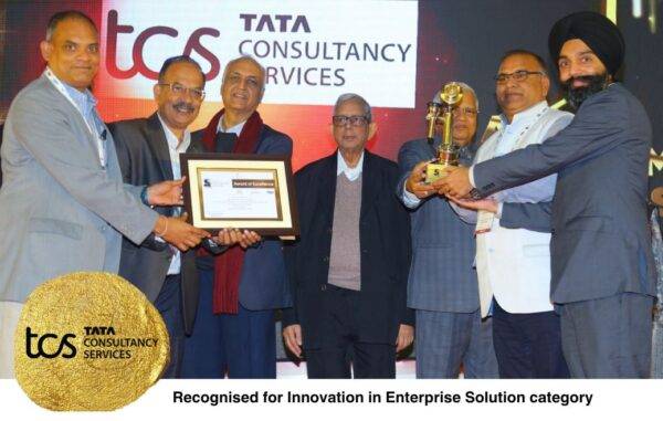 Tata Consultancy Services receiving the Innovation in Enterprise Solution award at the Aegis Graham Bell Awards